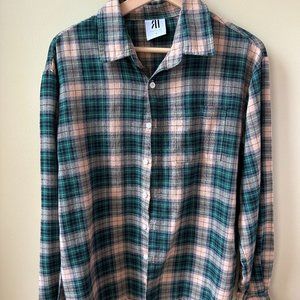 Green/Tan Checkered Flannel
